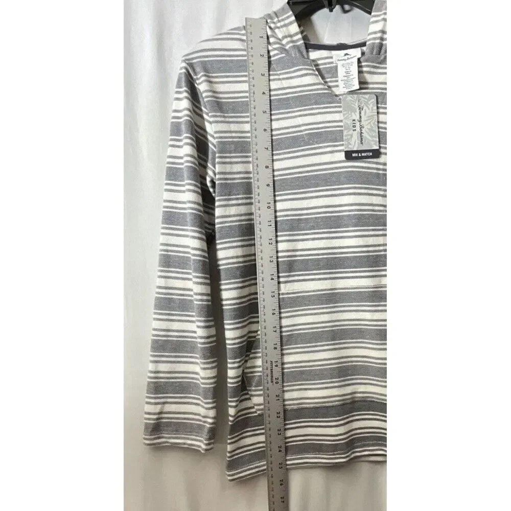 New Tommy Bahama Hoodie Baja Sweatshirt‎ Pullover Kids Striped Sz 10/12